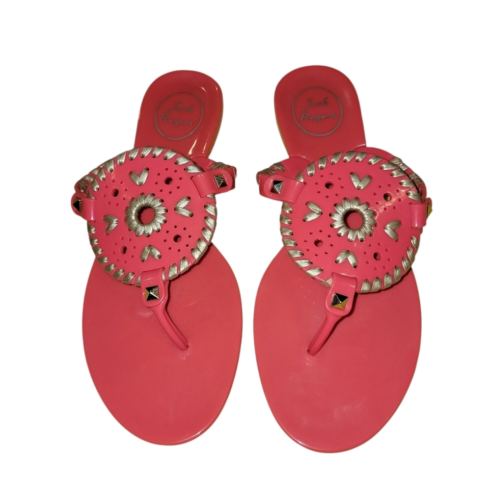Jack Rogers Pink and Gold Women's Sandals Size 7